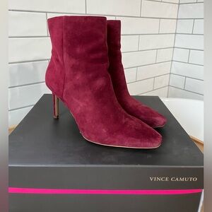 Vince Camuto Wine Suede Heeled Boots